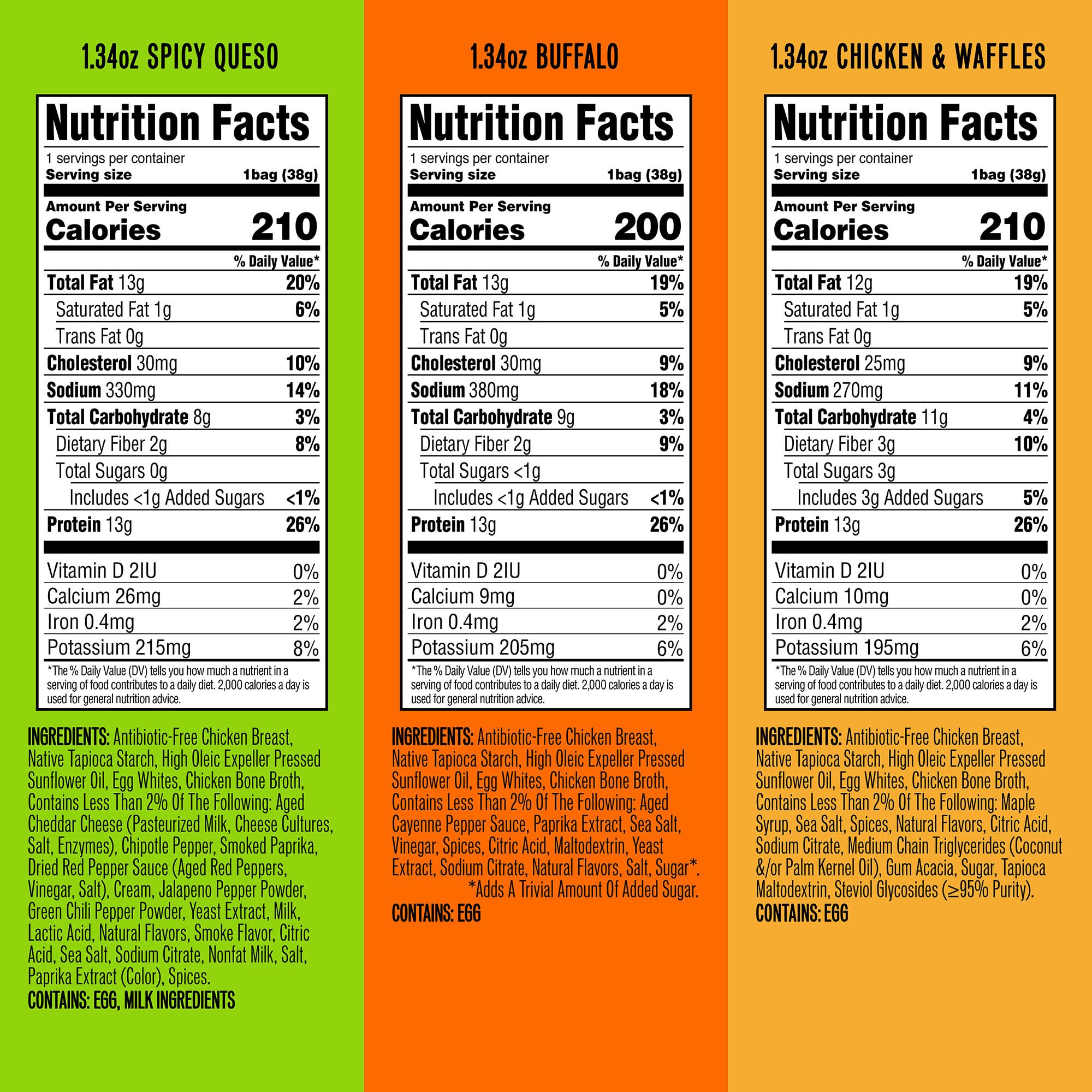 Wilde Chips ingredients closeup shows chicken breast and bone broth for clean protein