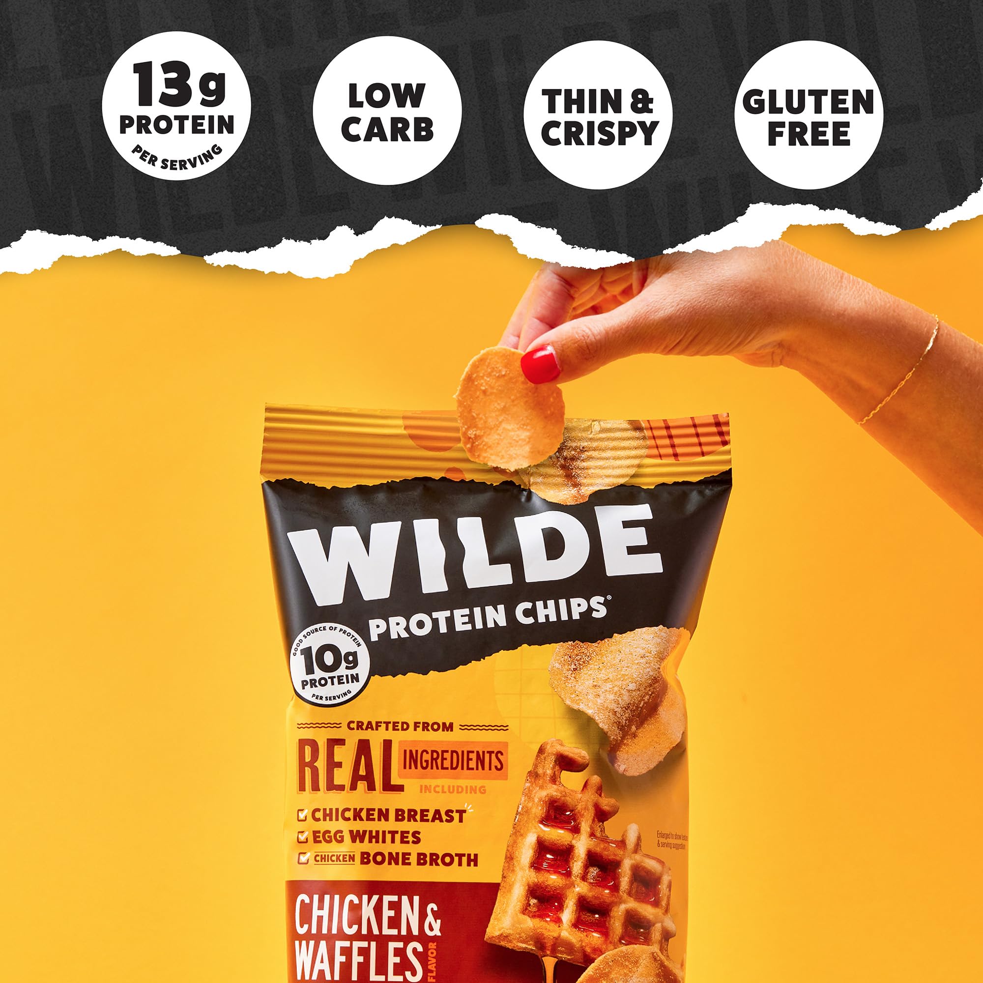 Wilde Chips Korean Sweet & Spicy bag, low-carb crunch and flavor.