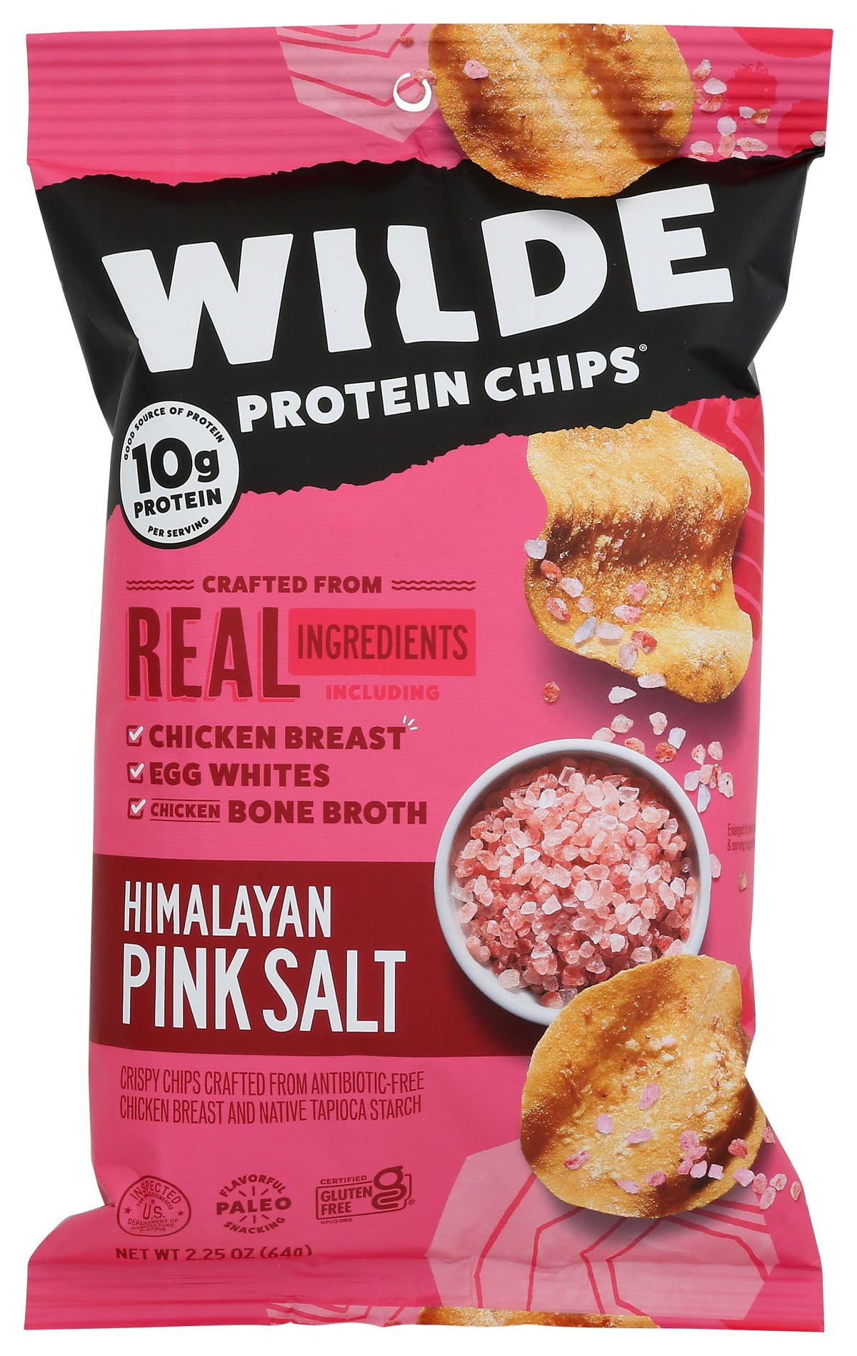 Wilde Snacks Himalayan Pink Salt Chicken Chips: crispy, high-protein snack for Paleo and Keto lifestyles