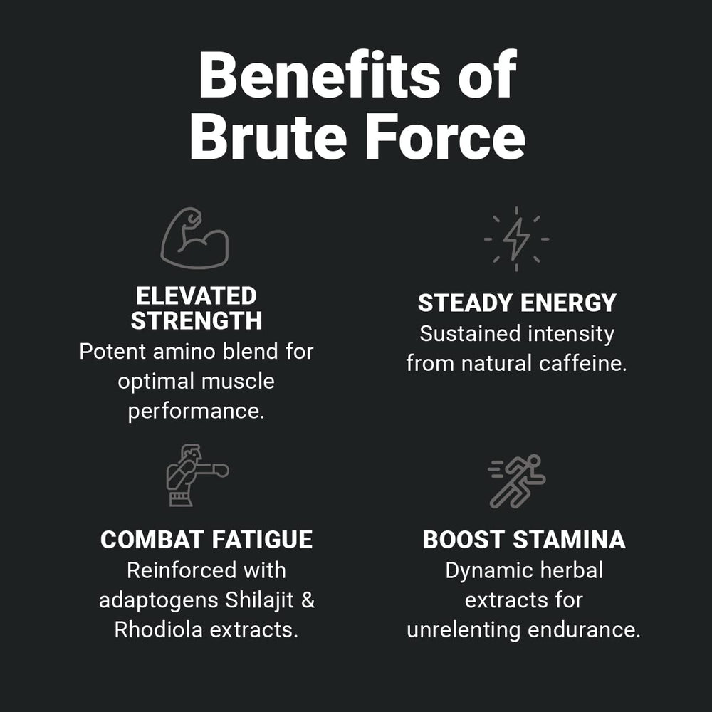 Wilderness Athlete Brute Force strong-muscle imagery conveys stamina benefits.