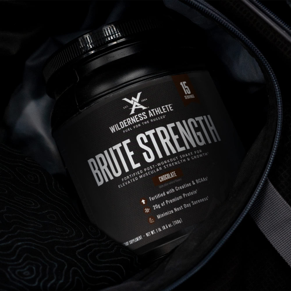 Wilderness Athlete Brute Strength BCAA Post Workout label close-up shows ingredients