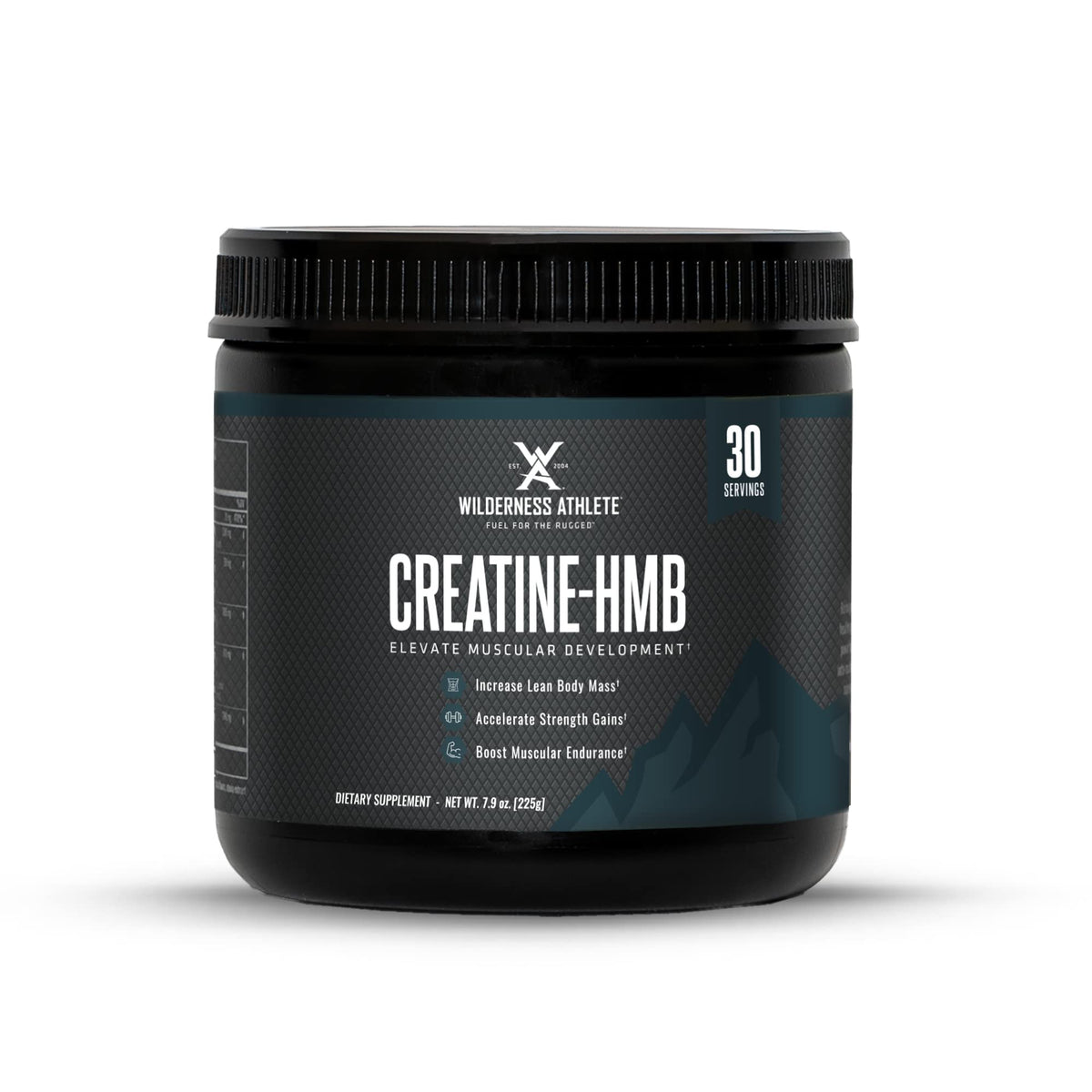 Wilderness Athlete Creatine HMB powder bottle showing lean muscle support potential.