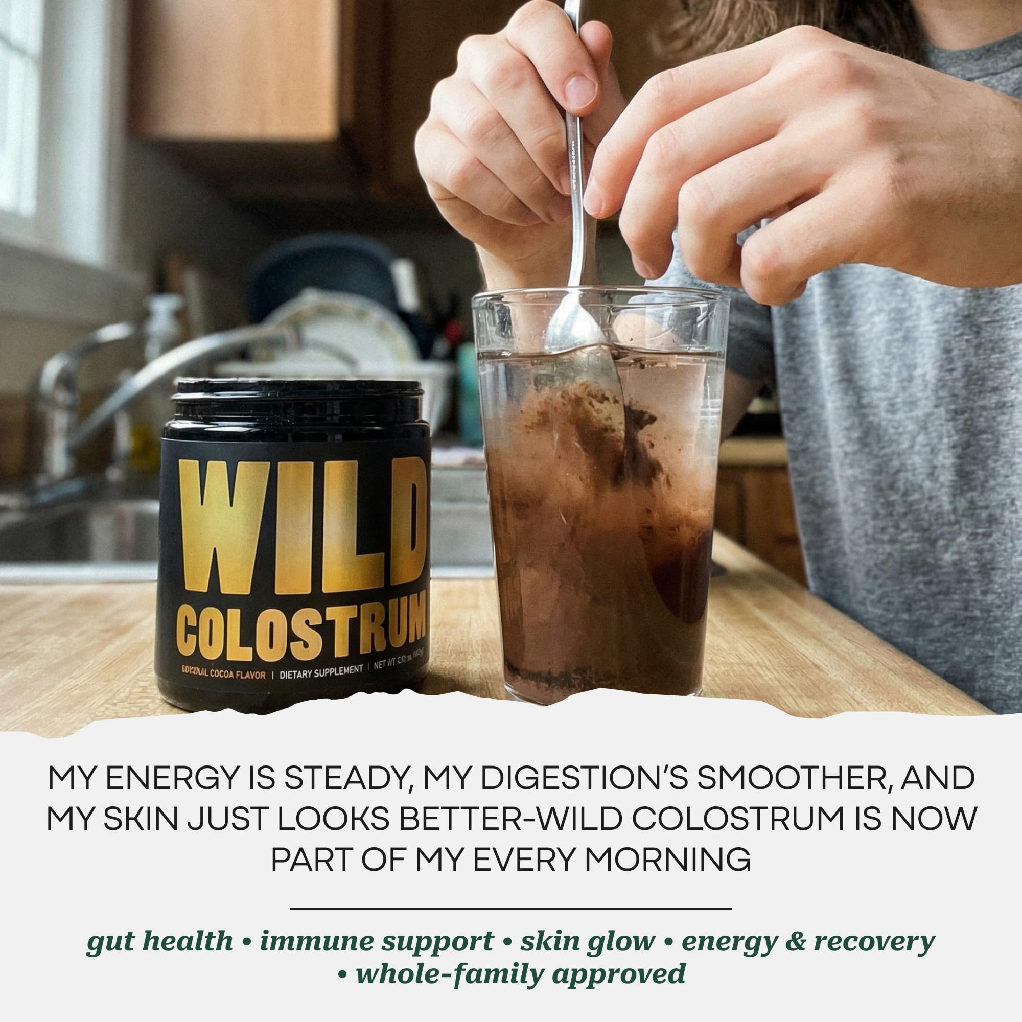 Wild Foods daily mix being prepared in a glass of water.