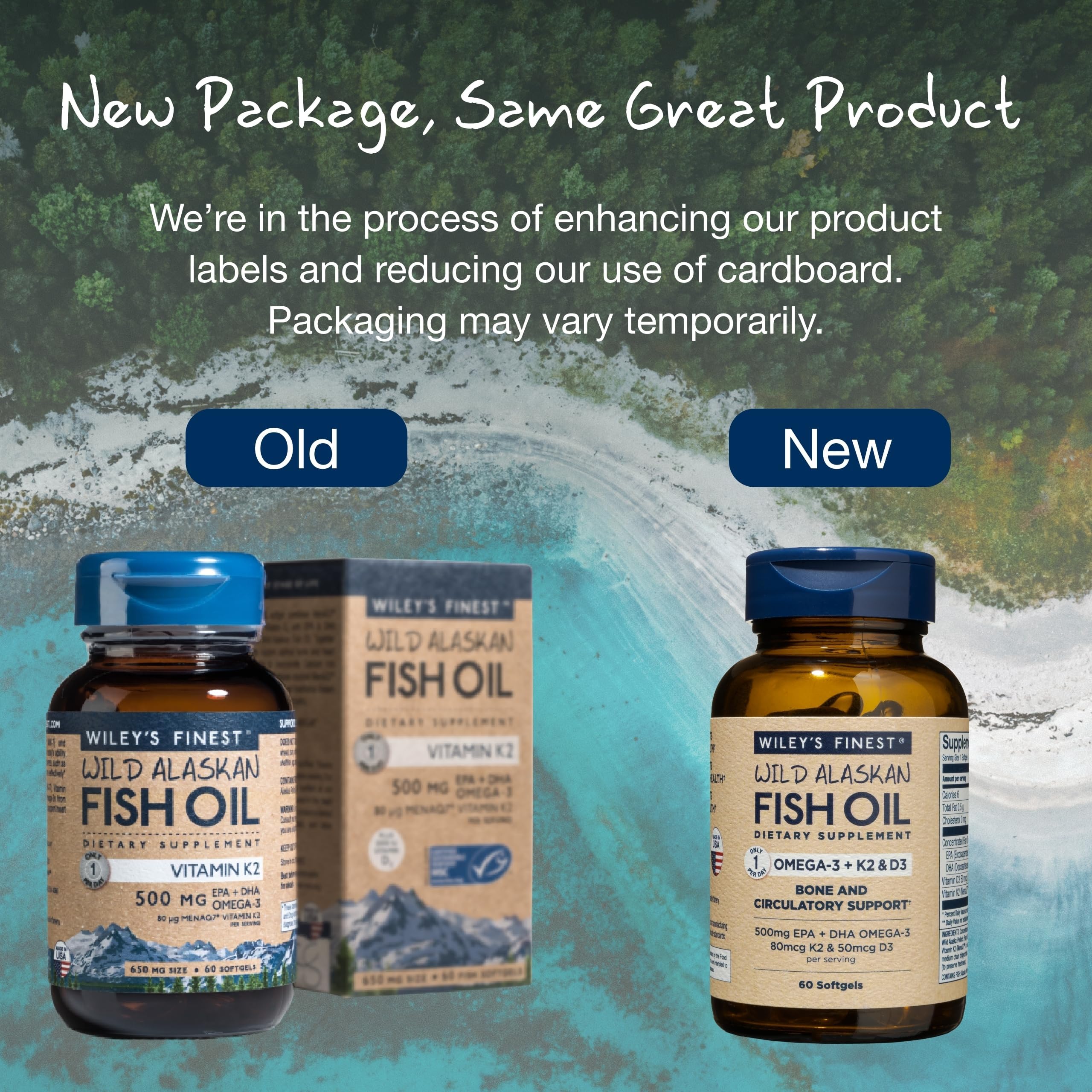 Wiley's Finest bottle shows 60 servings per bottle for convenient routine