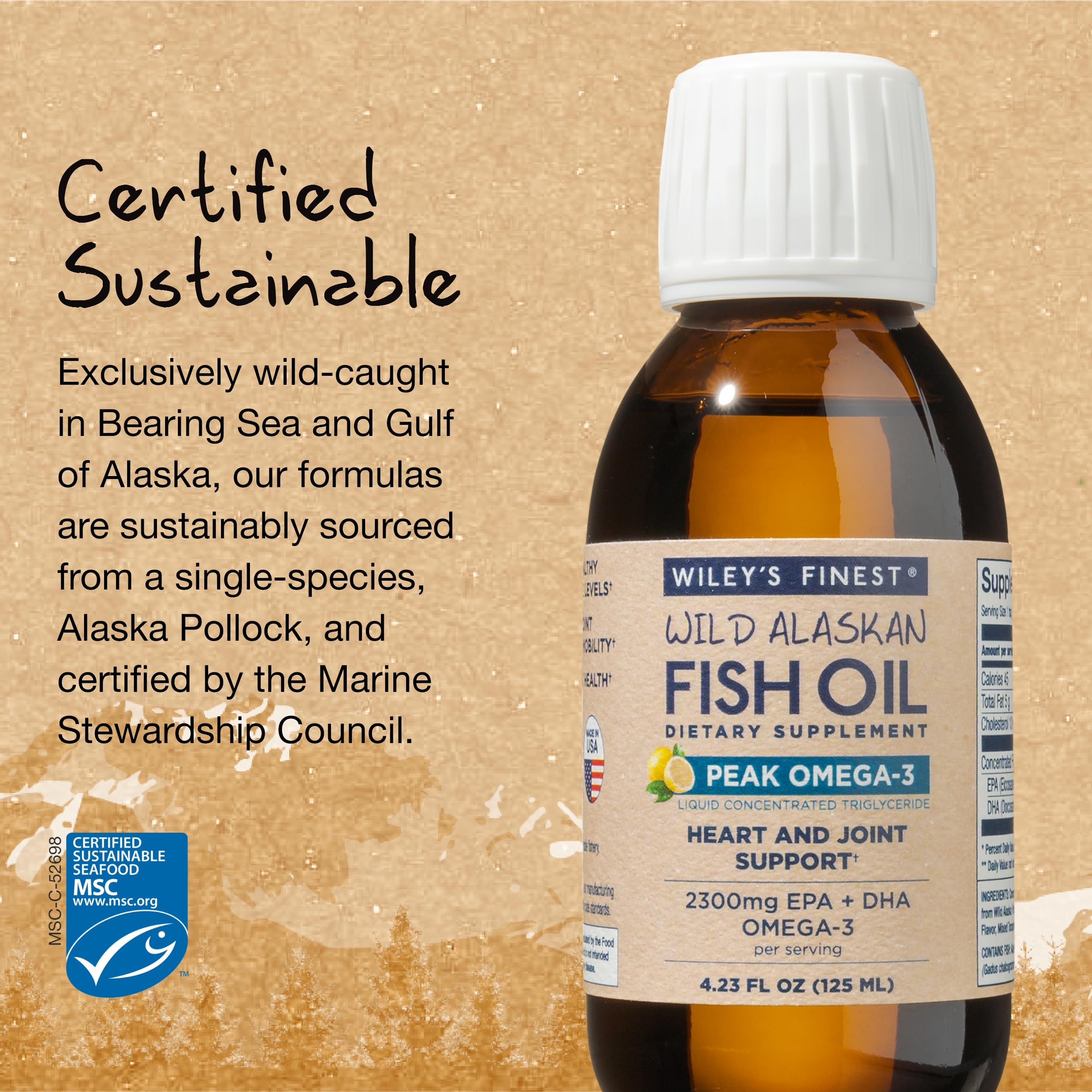 Wiley's Finest lemon flavored fish oil on a spoon for easy consumption