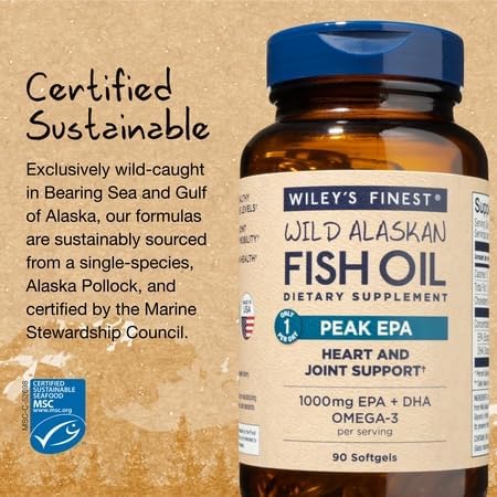 Wiley's Finest Peak EPA softgels arranged for easy daily dosing.