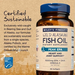Wiley's Finest Peak EPA softgels arranged for easy daily dosing.