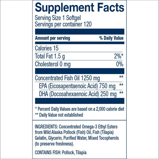 Closeup of Wiley's Finest Peak EPA softgels for easy, burpless omega-3 supplementation.