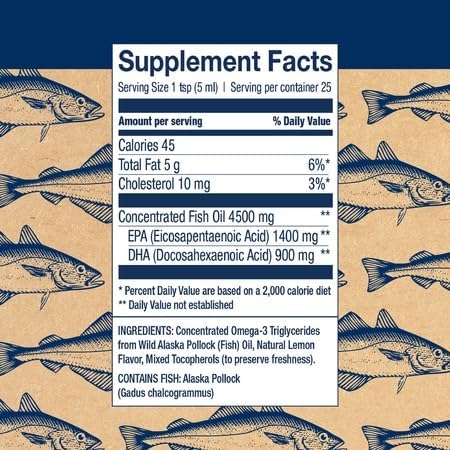 Wiley's Finest Peak Omega-3 label close-up showing lemon flavor details