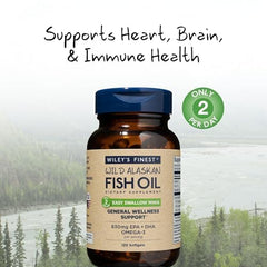 Wiley's Finest wild Alaskan Pollock oil bottle label emphasizing purity