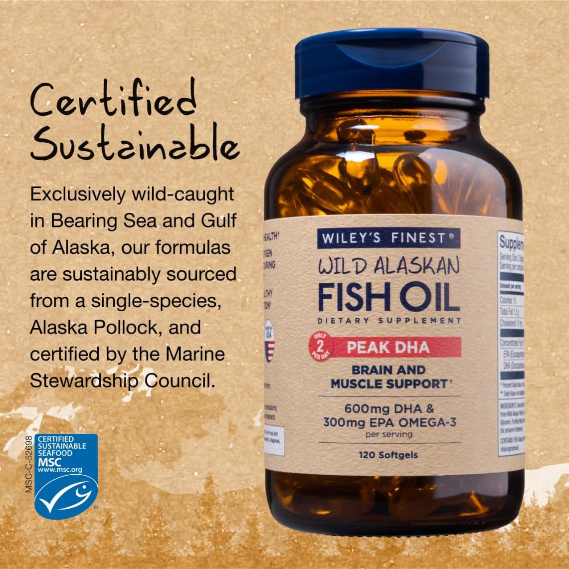 Wiley's Finest Peak DHA MSC certification seal signals third-party safety verification