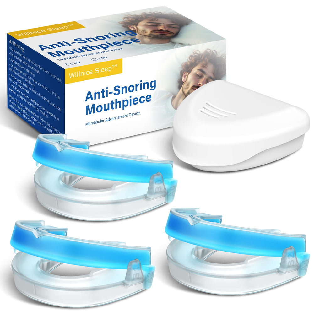 Willnice anti-snoring mouth guard front view with secure fit for quiet nights.