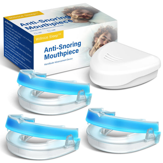 Willnice anti-snoring mouth guard front view with secure fit for quiet nights.