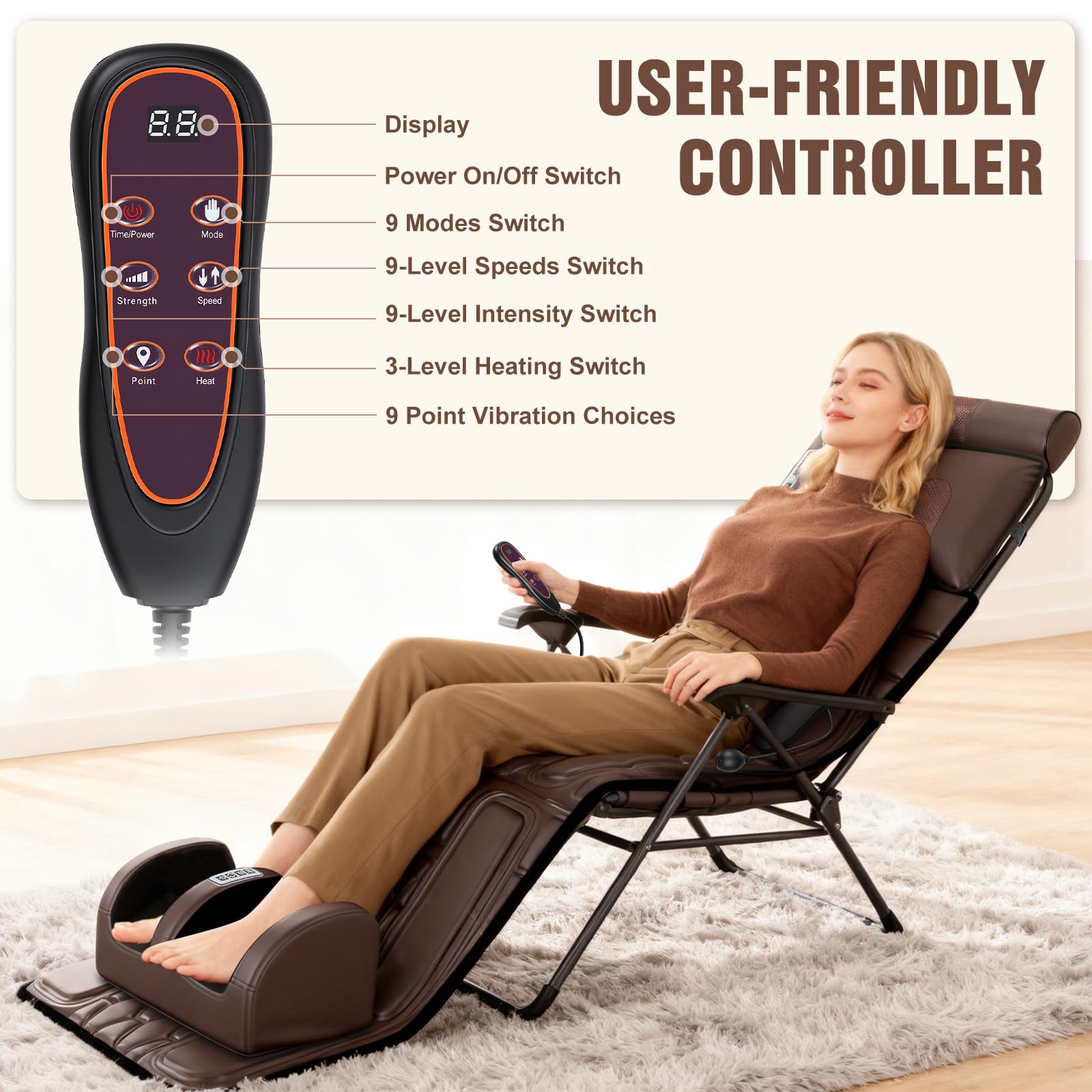 Wilytyres massage mat offers 9 vibration modes and 9 intensity levels