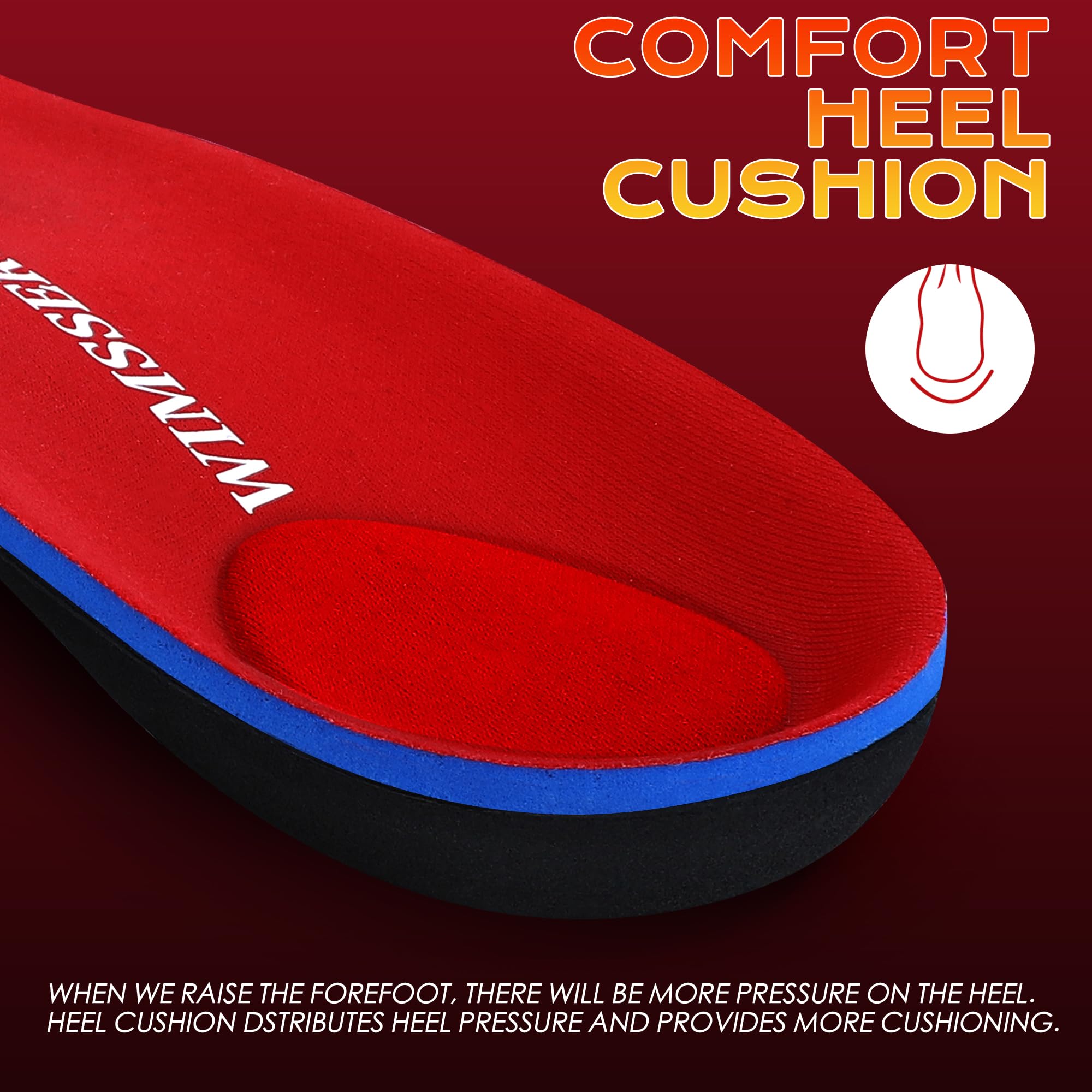 WIMSSERT heel cushion distributes heel pressure for smoother walking