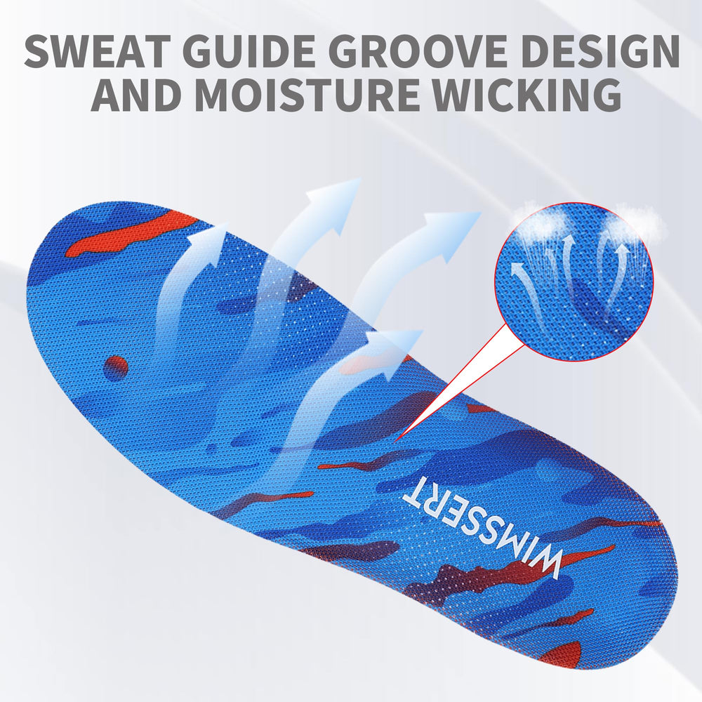 WIMSSERT moisture-wicking fabric top layer keeps feet dry