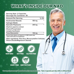 Windboss NR capsules closeup showing NR as NAD+ precursor for cellular support.