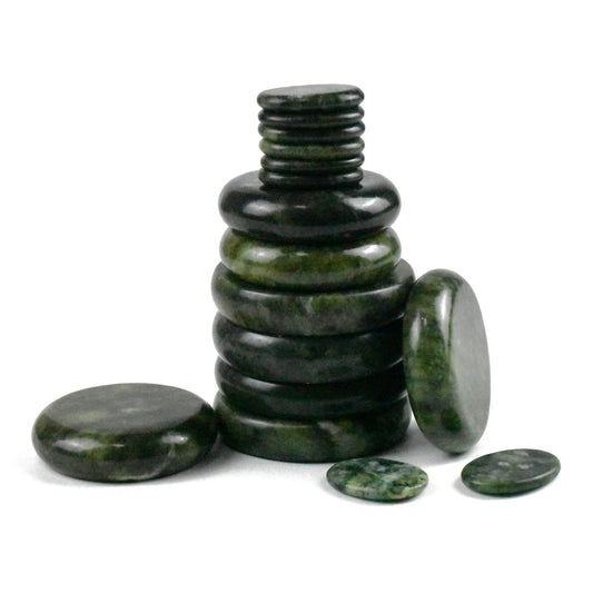 Windfulogo 16-piece large hot massage stones set in green jade for at-home spa warmth.