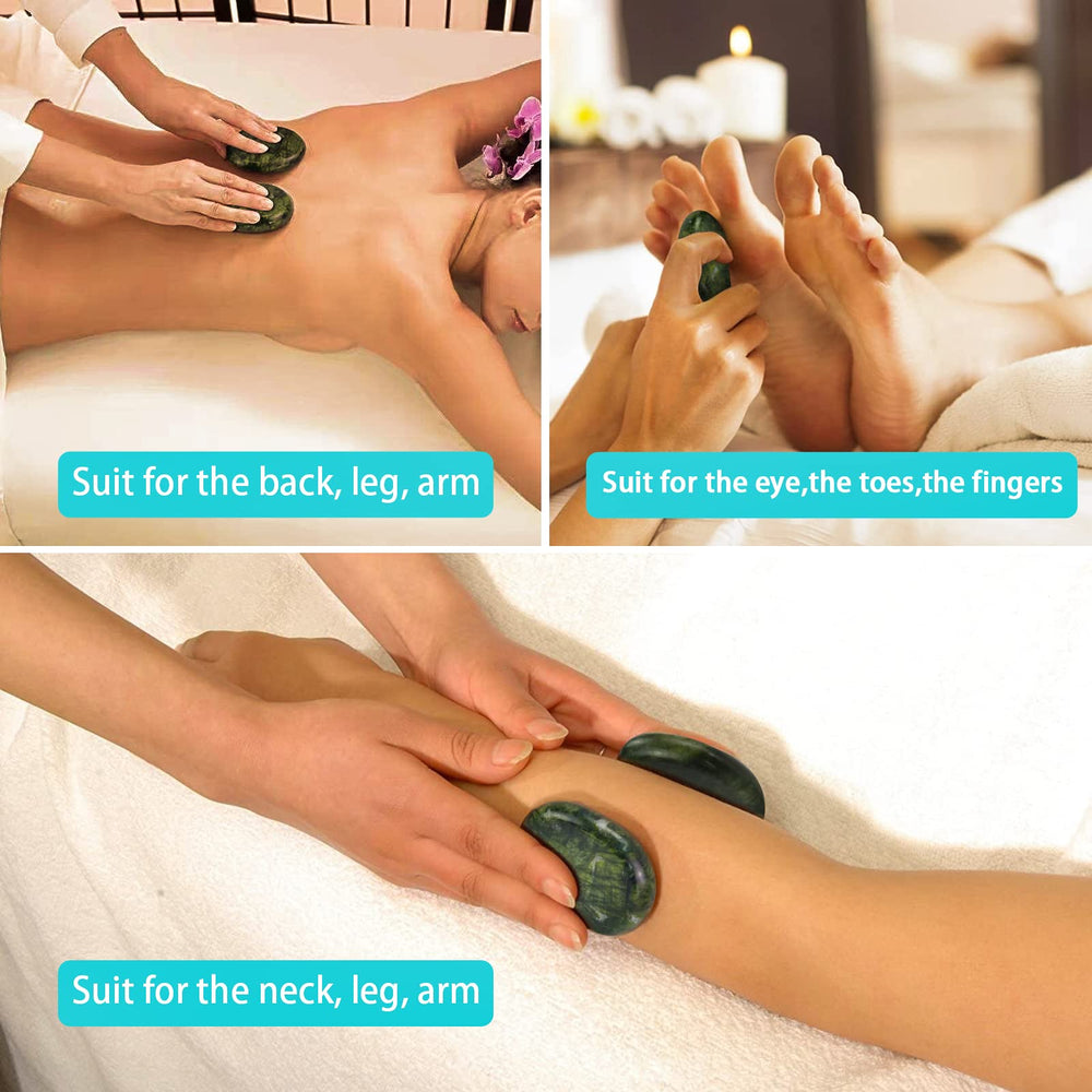 Windfulogo medium stones in green jade, 2.36x3.14 inches, for versatile body massage.