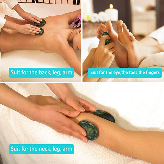 Windfulogo medium stones in green jade, 2.36x3.14 inches, for versatile body massage.