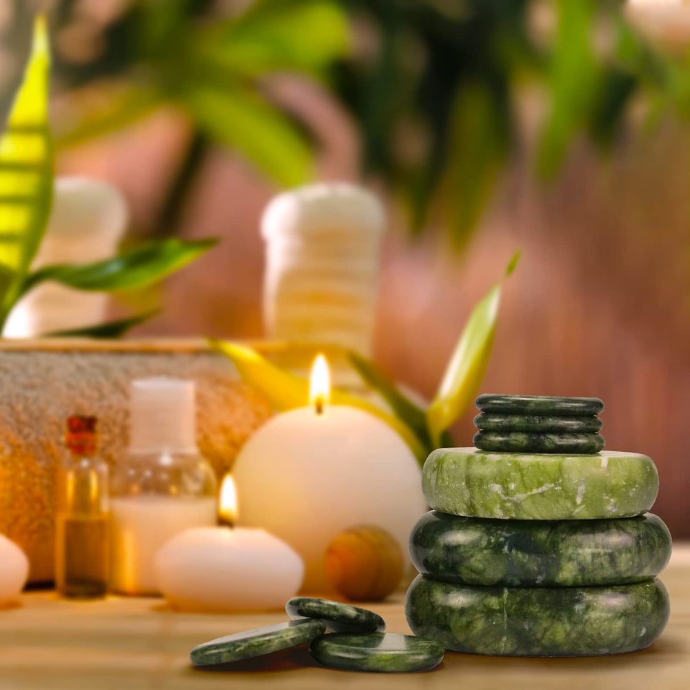 Windfulogo small stones in green jade, precise facial care and targeted relief.