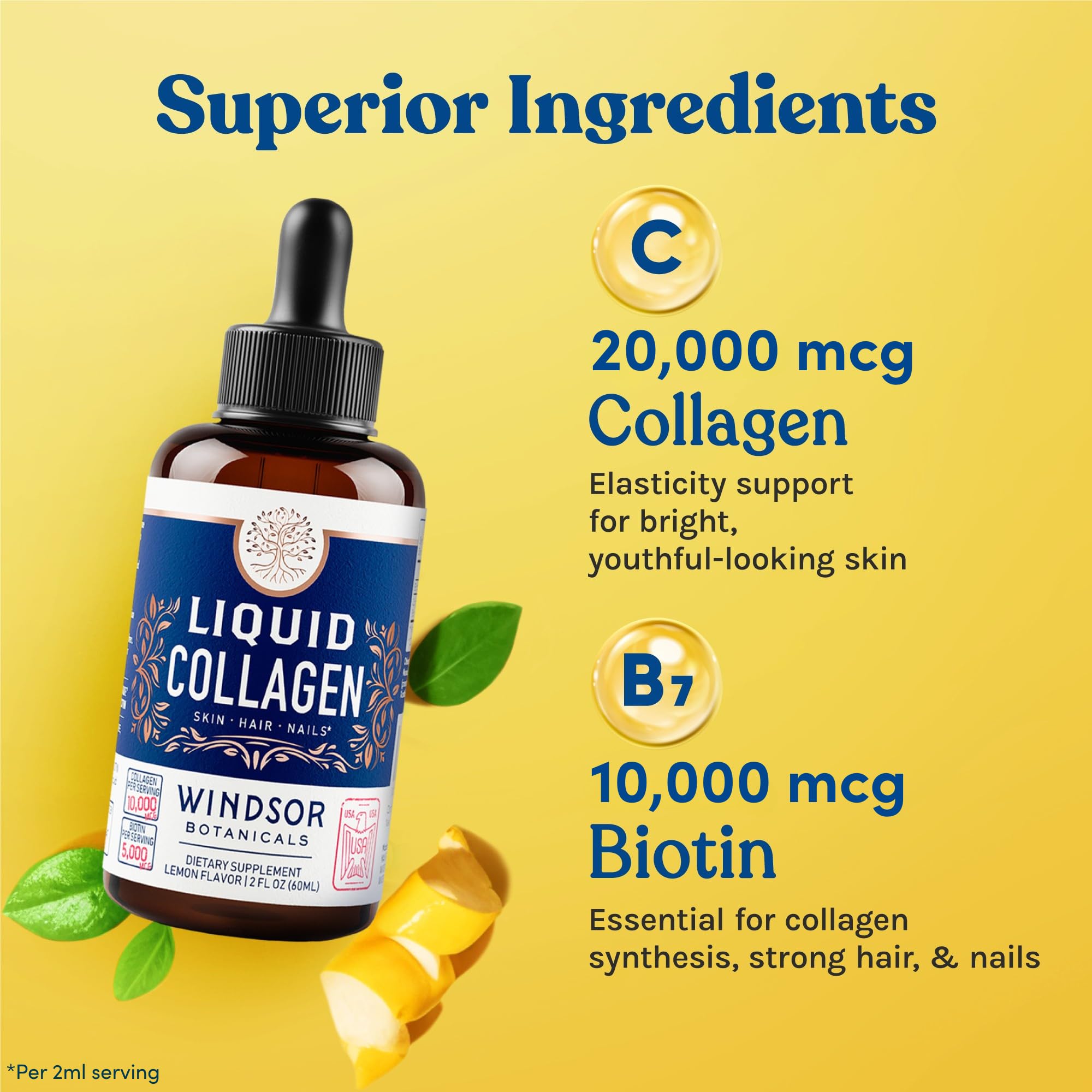 Biotin-enhanced collagen supporting hair and nails with Windsor Botanicals