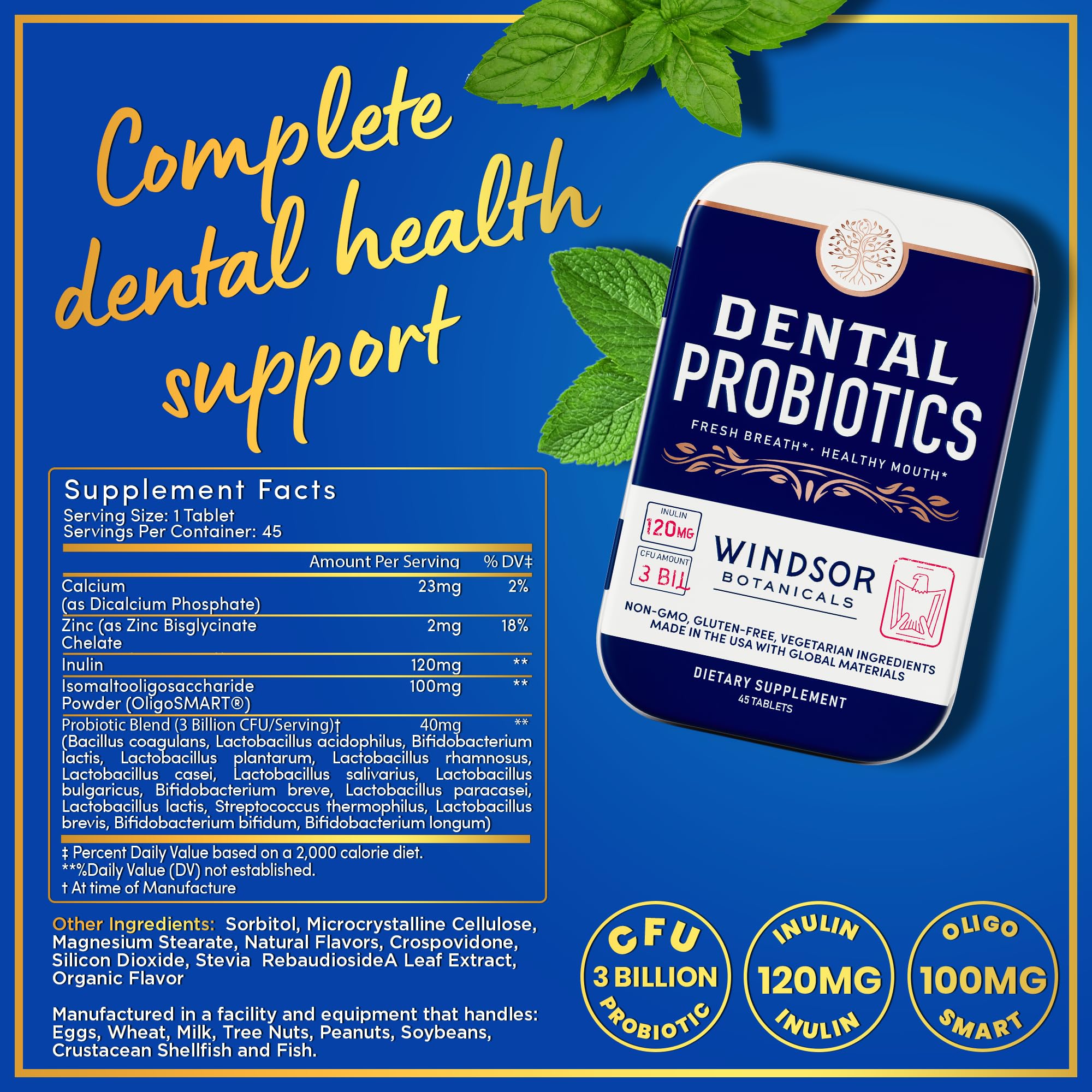 Windsor Botanicals 3bn CFU formula for healthier oral flora