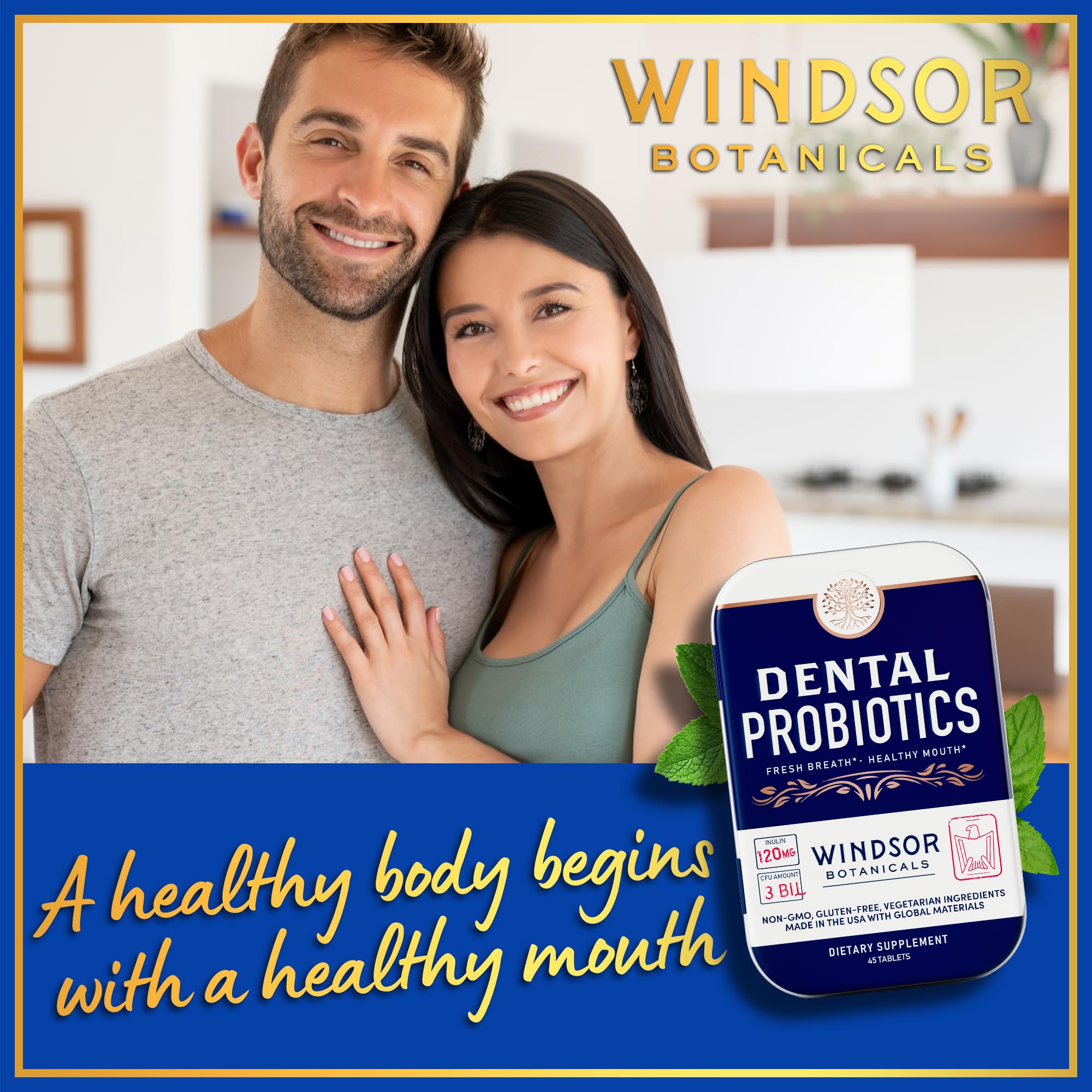 Windsor Botanicals dental probiotics peppermint flavor for a refreshing taste