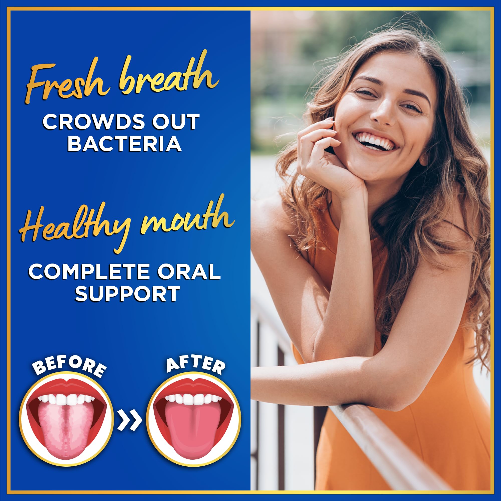 Windsor Botanicals dental probiotics tablets close-up showing CFU-packed pieces for daily balance