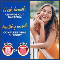 Windsor Botanicals dental probiotics tablets close-up showing CFU-packed pieces for daily balance