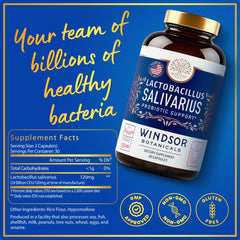Windsor Botanicals dental probiotic capsules support teeth and gums.