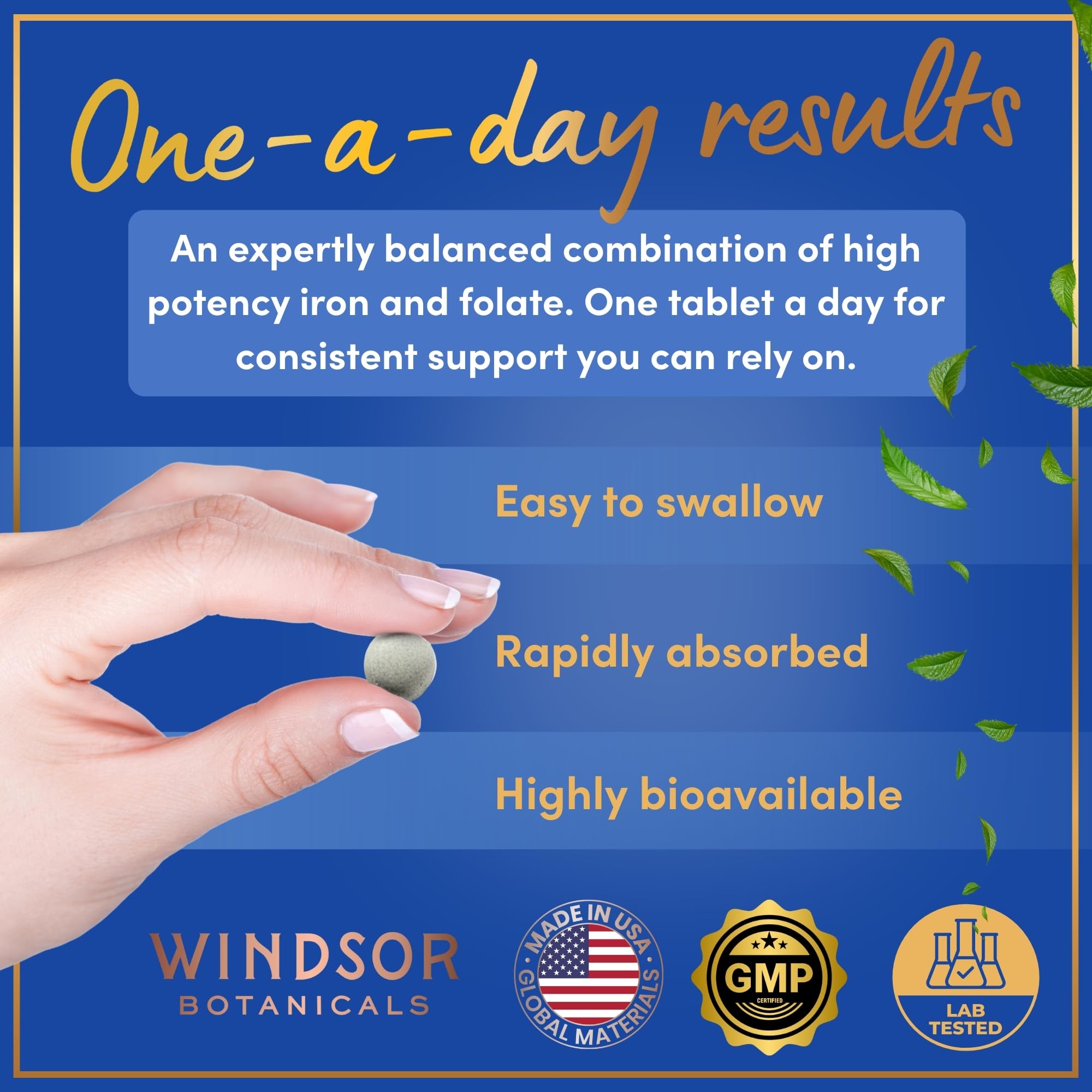 WINDSOR BOTANICALS label detail emphasizing purity and ingredients