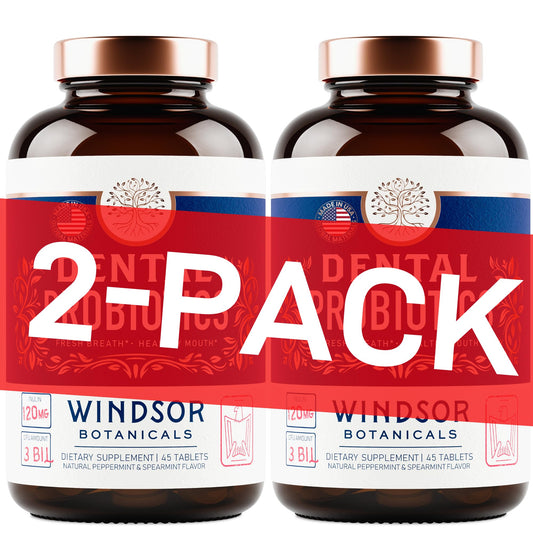 Windsor Botanicals oral probiotics tablet closeup for fresh breath support