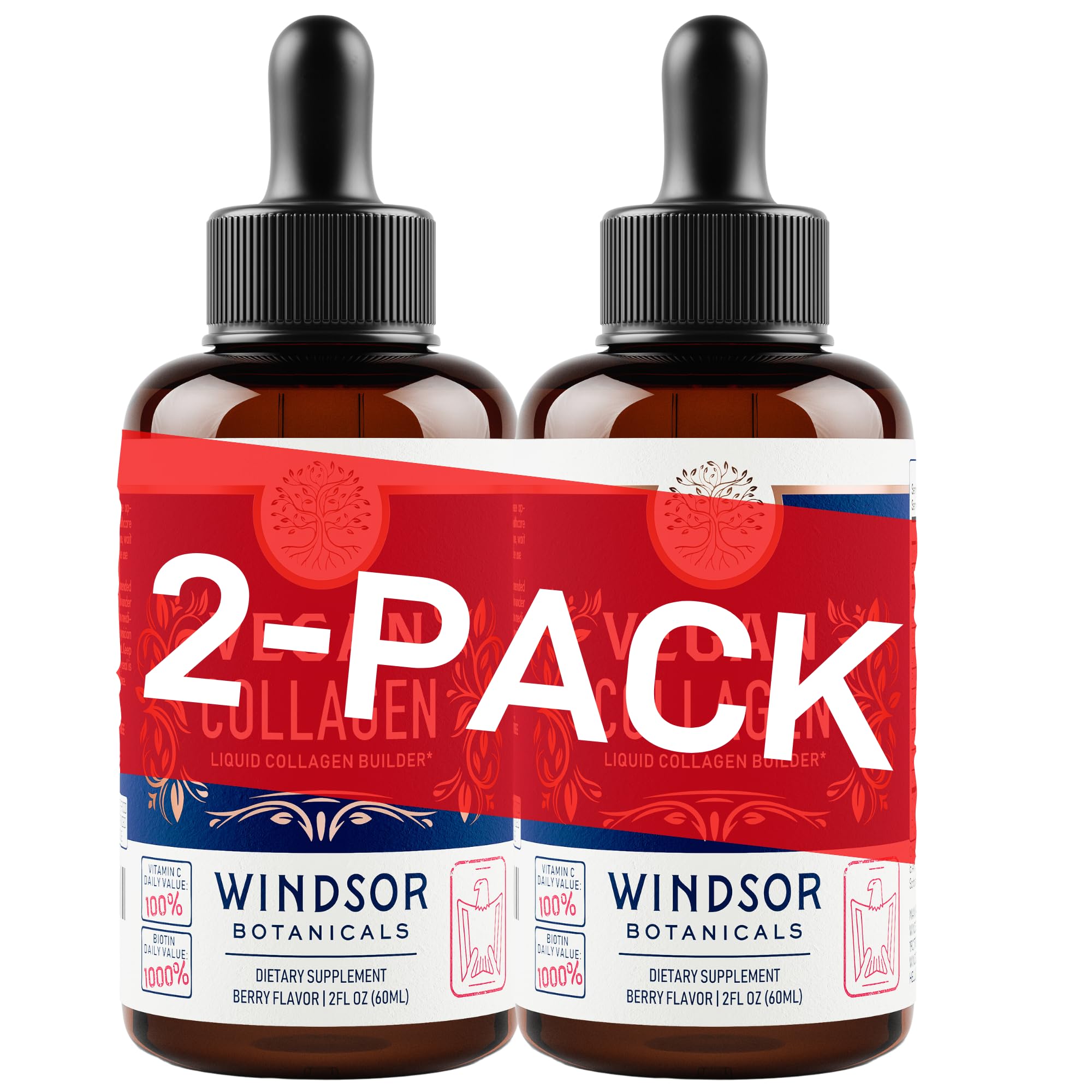 WINDSOR BOTANICALS vegan collagen liquid bottle for easy daily collagen support
