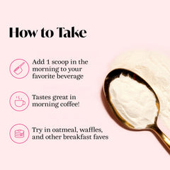 Glow Up AM ingredients-closeup with grass-fed collagen and adaptogens