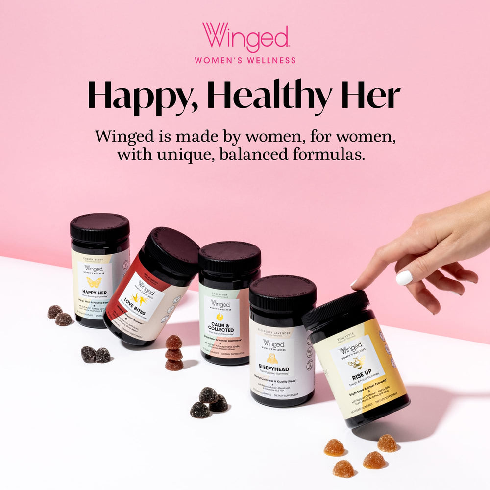 Winged Wellness Rise Up two gummies serving illustration for daily use.