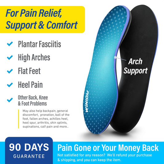WINIOM Ocean Blue arch-support side view, keeps arches supported for improved foot function.