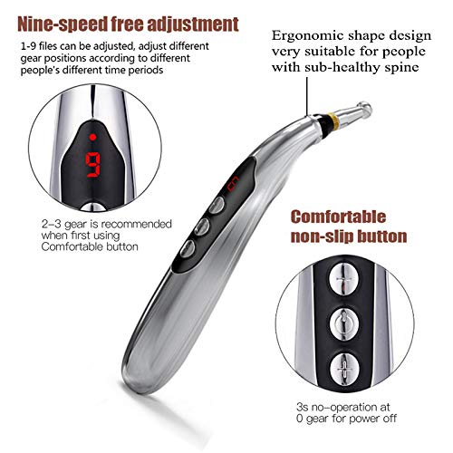 Winnes Acupuncture Pen showing nine intensity modes for customizable sessions