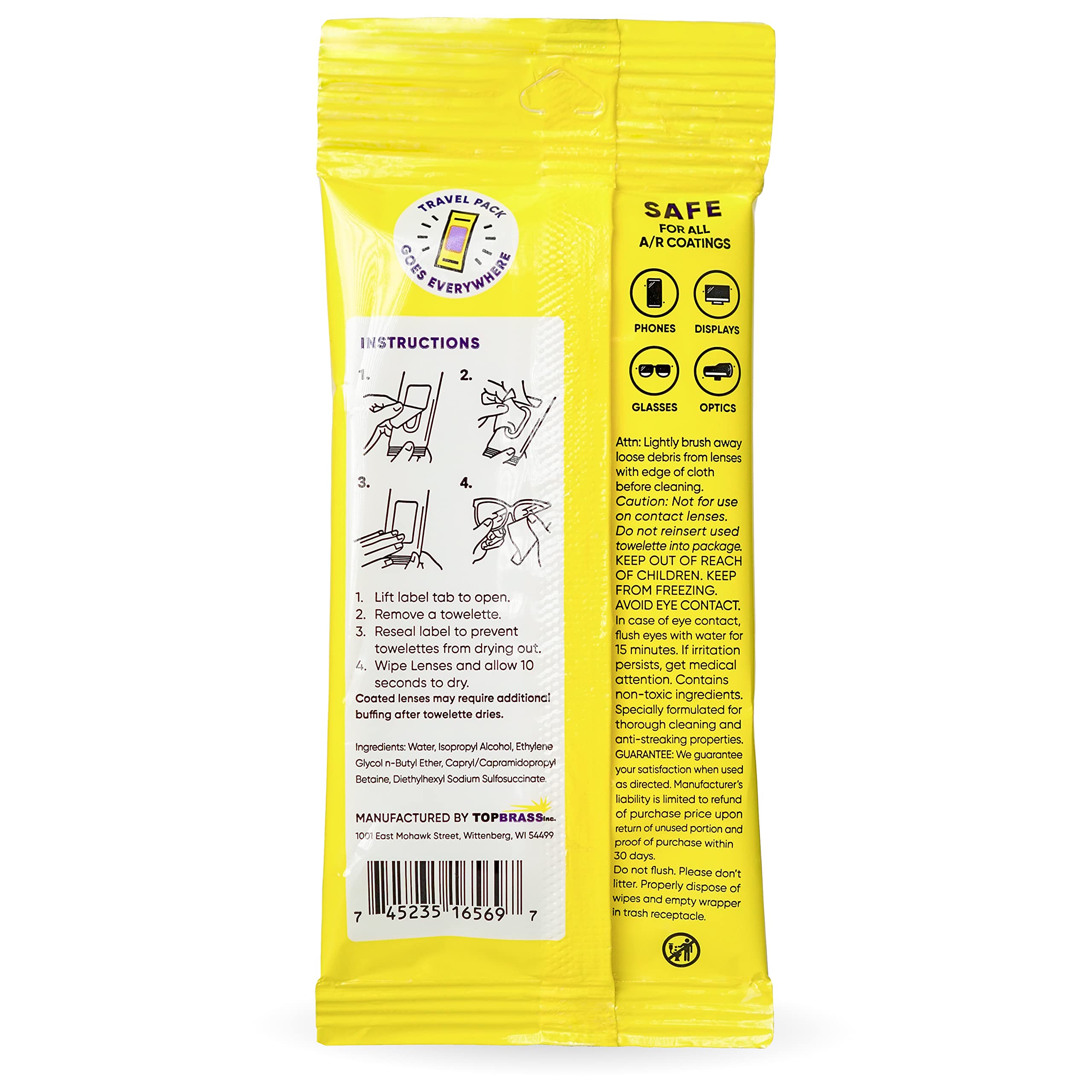 Wipemart See Clear wipes closeup towels for scratch-free lens care.