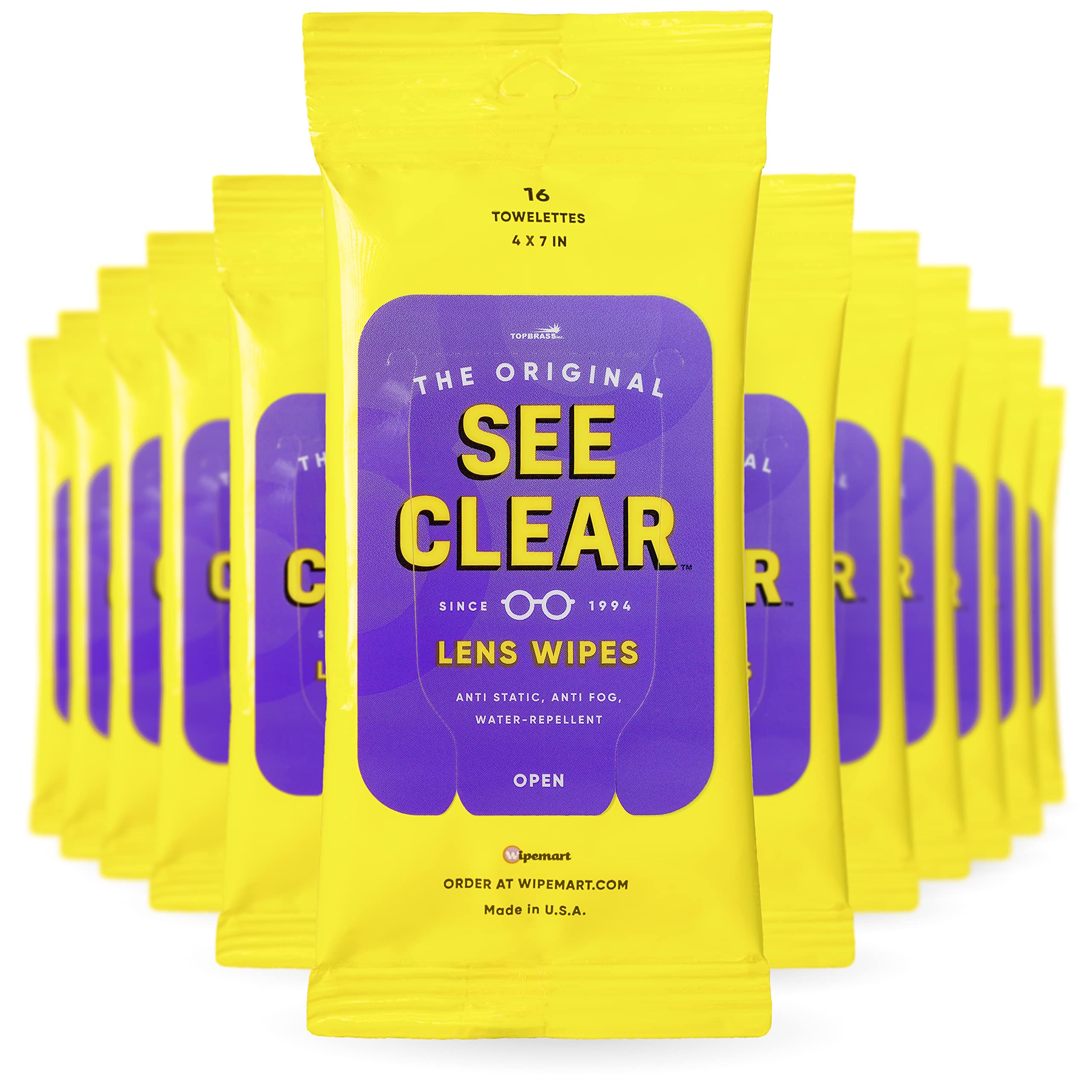 Wipemart See Clear wipes front view pack for quick screen cleaning on the go.