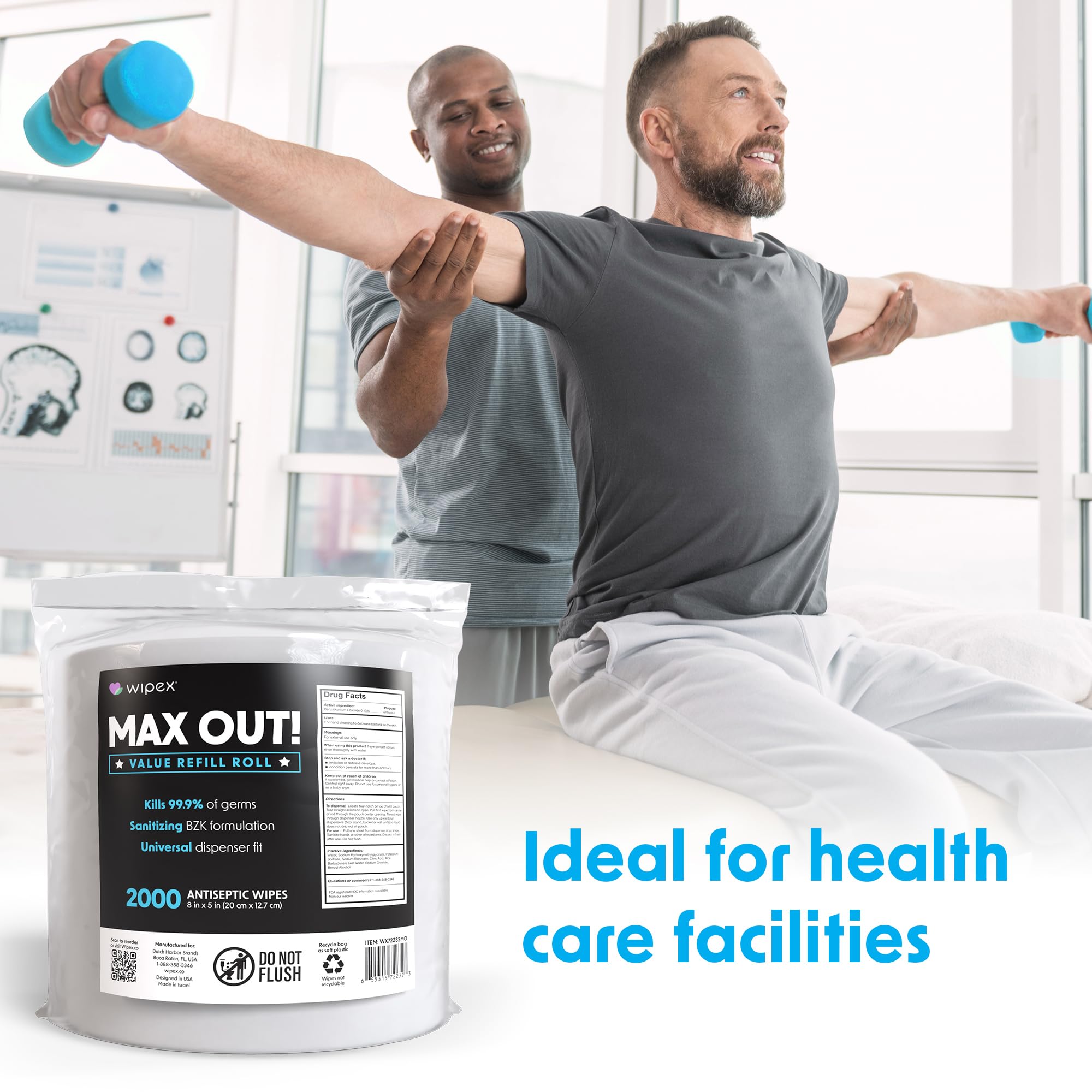 Wipex Max Out wipes in hand for quick surface cleaning.