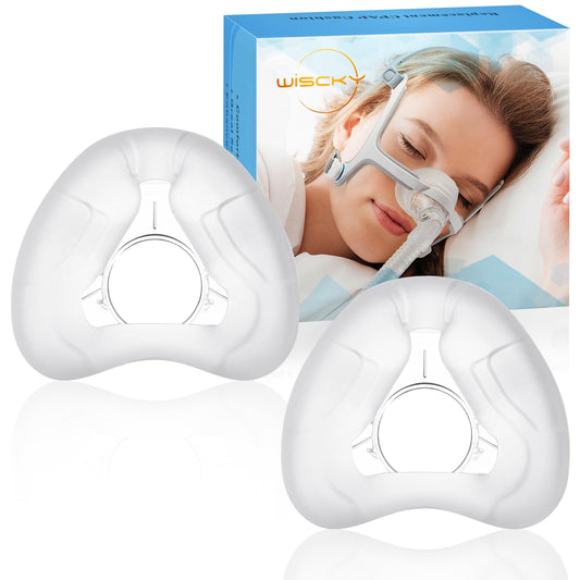 Wiscky replacement nasal cushion for AirFit N20, closeup showing soft cushion texture and comfort