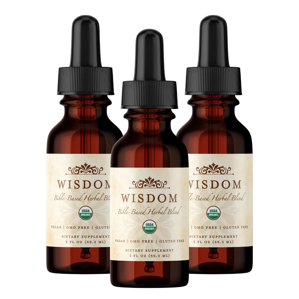 Wisdom Nutrition Organic Turmeric Frankincense and Myrrh drops bottle supports daily energy and balance.