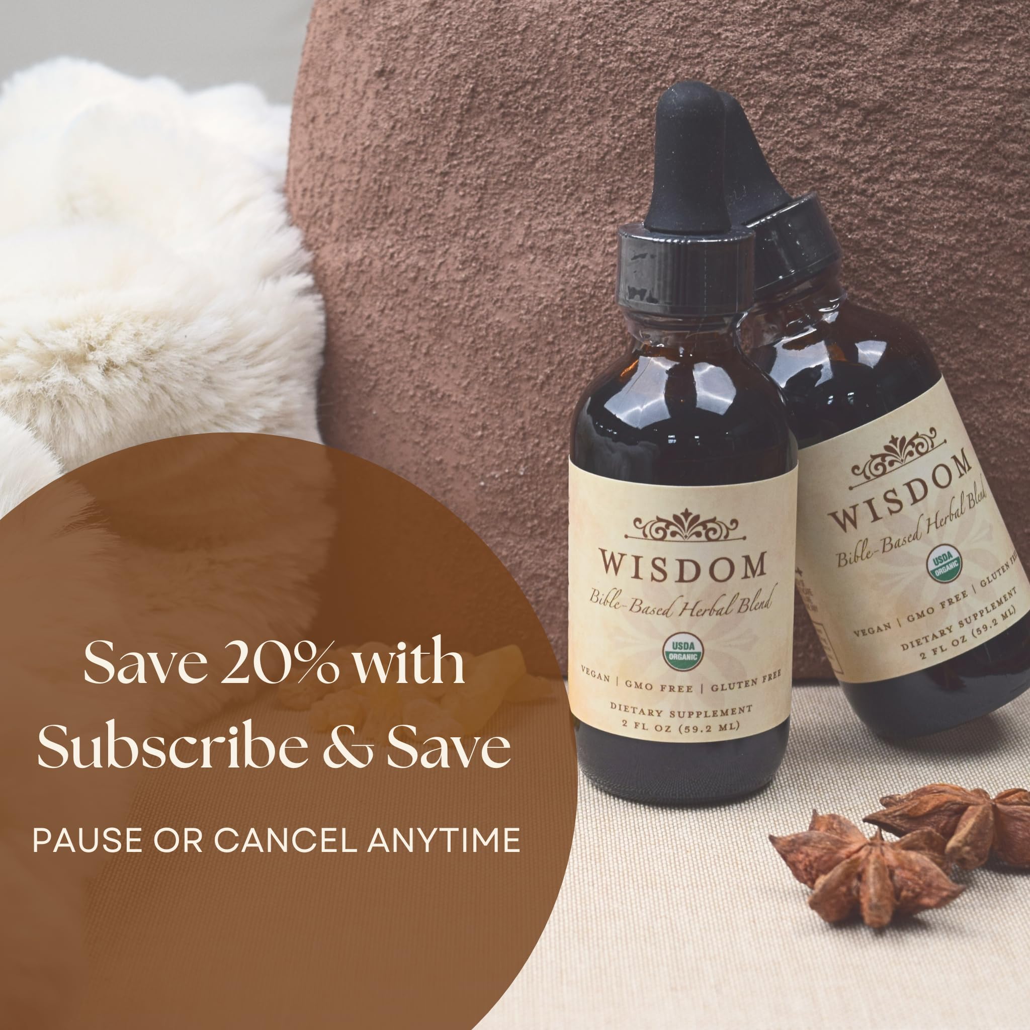 Wisdom Nutrition drops stirred into tea or smoothie for a convenient daily ritual.