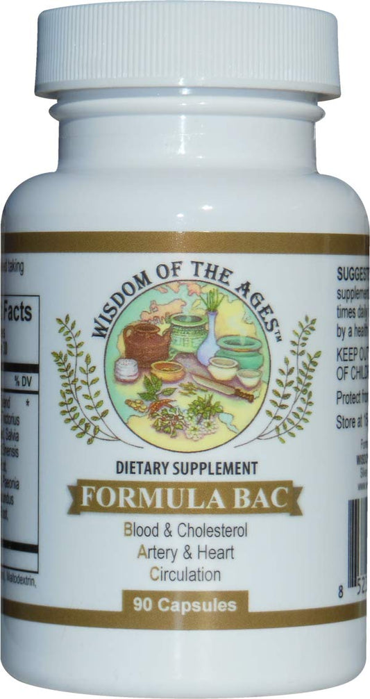 Wisdom of the Ages BAC+ bottle showing total cardiovascular support for daily use