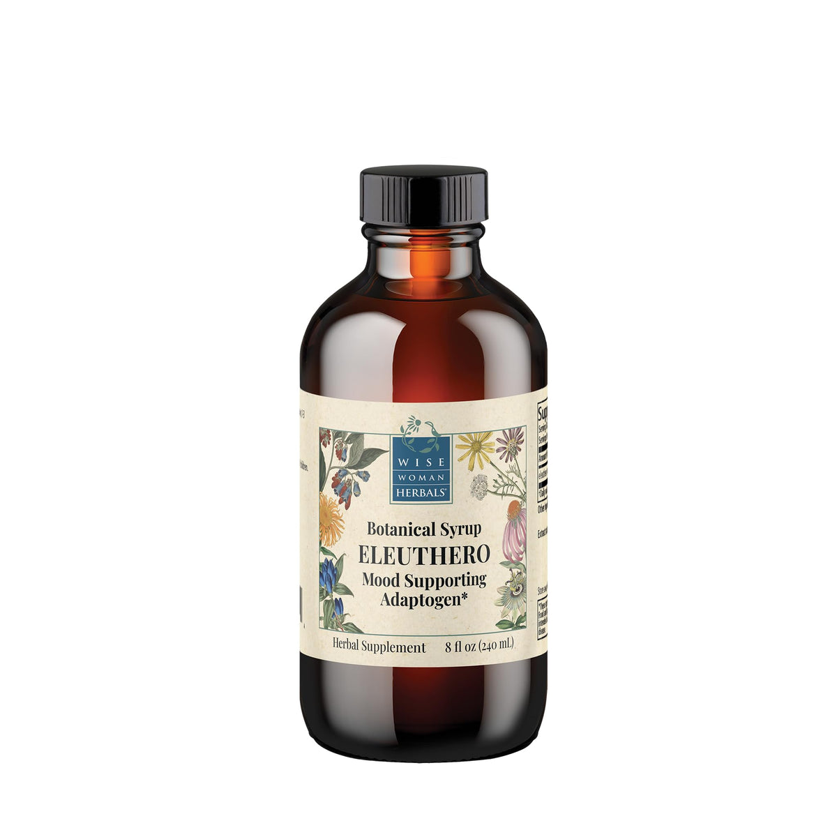 Wise Woman Eleuthero Syrup bottle for daily energy and focus support.