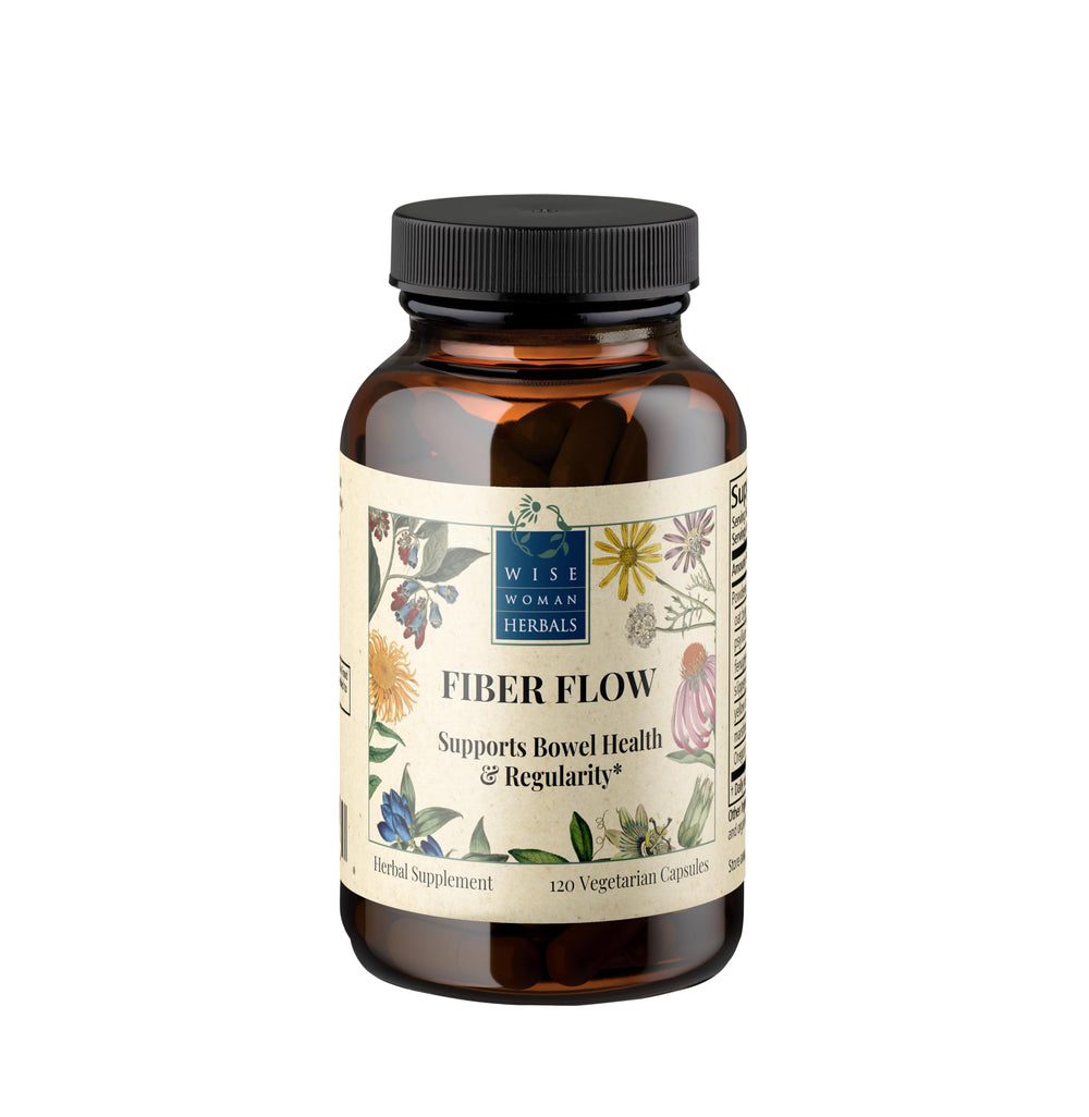 Wise Woman Herbals Fiber Flow capsules bottle for gentle digestive support and regularity