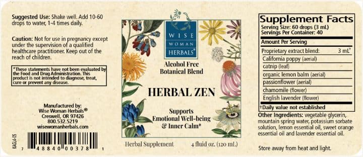 Close-up of herbs like lemon balm and chamomile in the blend.