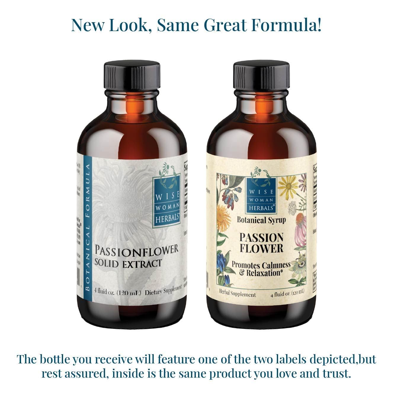 Wise Woman Herbals passionflower glycerine base label in natural packaging