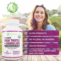 Wiseceutical USDA Organic seal on bottle for certified purity.